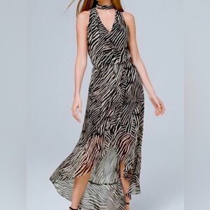 NWT WHBM Women’s Zebra Print High-Low Dress Sz 14